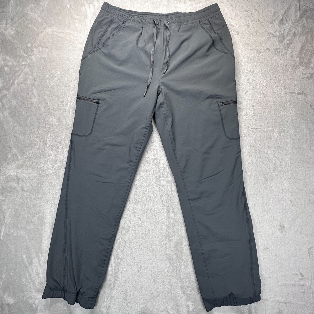 Eddie Bauer Jogger Pants Womens Size 14 Gray Fleece Lined Utility Pockets Gym